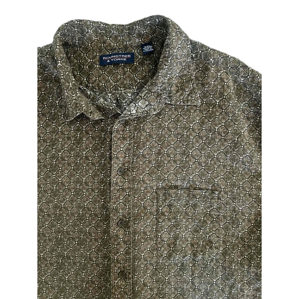 Roundtree Yorke Brown Patterned Short Sleeves Button Up Casual Shirt XXL